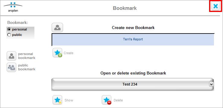 3. Click the Close icon when you are finished. PUBLIC BOOKMARKS Public bookmarks contain reports that are created by CSG for all users to access. You cannot create a public bookmark.