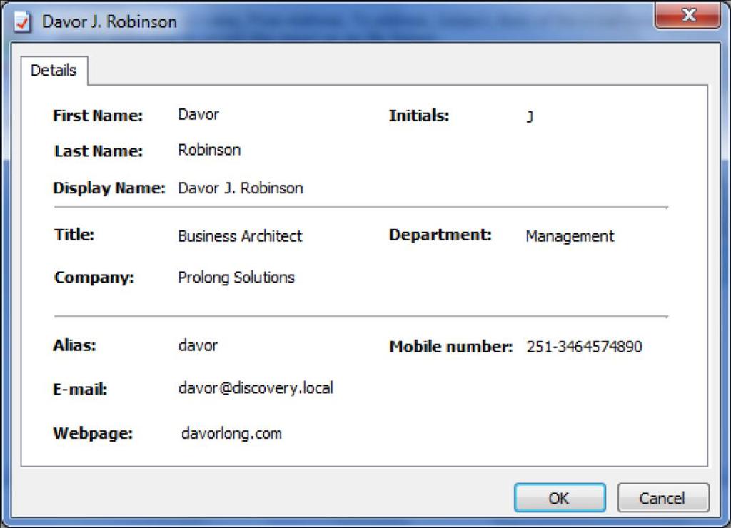 mail-enabled recipient object in Active Directory. To check name, click button.