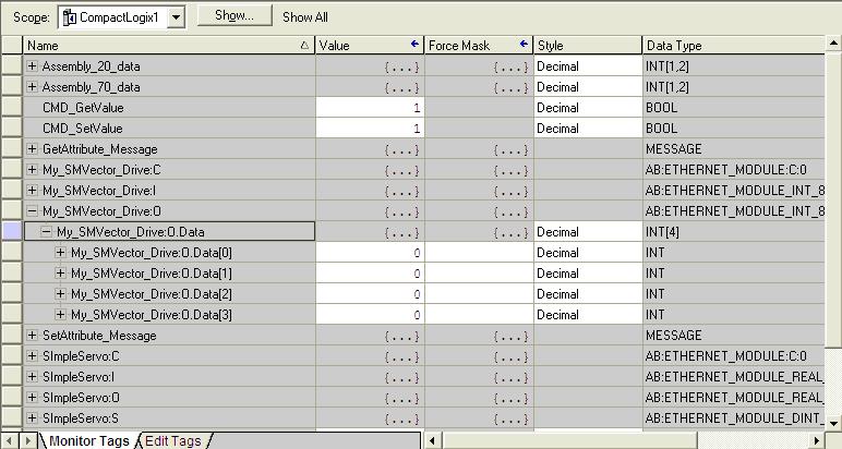 the Input Assembly (101 in this example) [:O] for the Output assembly (100 in this example) Click on the