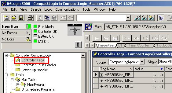 Figure 12: Controller tags for I/O variables 6. Configuring the Adapter (MPiec) The next steps illustrate how to create a project in MotionWorks IEC and add I/O variables to talk with the AB PLC.
