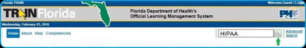 Section 4 Introduction This document provides instructions on how to locate other TRAIN Florida courses and narrow your course search by using the Advance Search features.