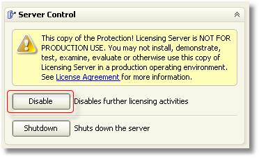 Note Figure 5: Shutting Down the Licensing Server Instance Current implementation has no ability to start/re-start the Licensing Server after the shutdown process has been initiated.