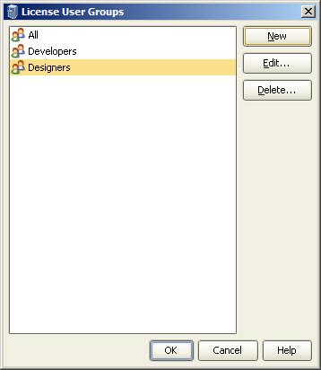 Figure 15: License User Groups Dialog There it is possible to make the following actions: a. New to create new group b. Edit to modify parameters for selected group c.