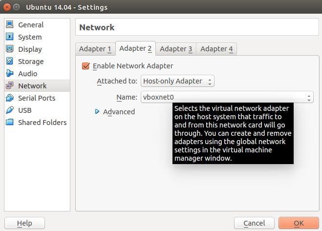 41 Set the adapters and DHCP Server then click OK. Then select the Ubuntu Virtual machine and click Settings.
