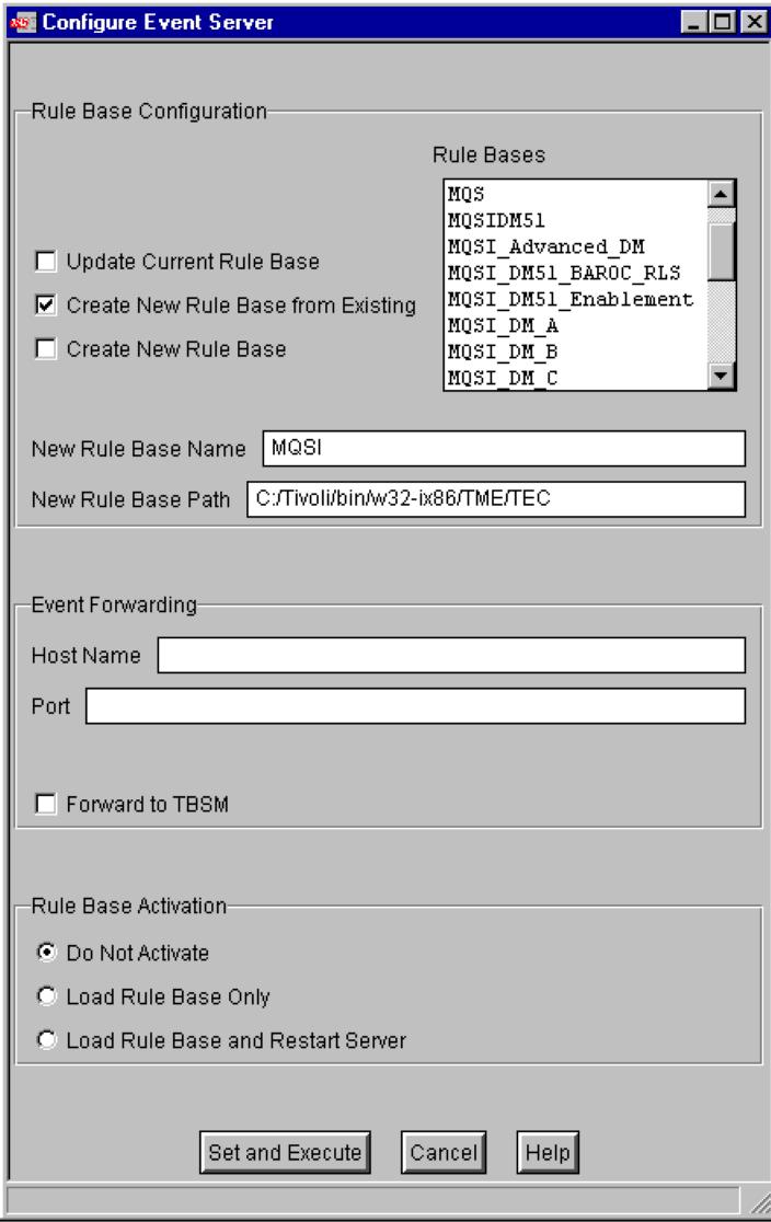 e. Click Execute & Dismiss to open the Configure Eent Serer window. Figure 6.