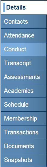 Navigation: Student Side Tab Student Demographics Student Contact Information View and Edit Student Attendance History Not Applicable for Our District View Student Course Information View FSA and