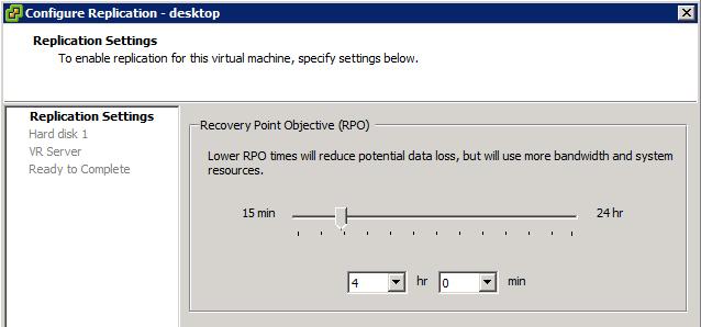 Protecting a VM with vsphere Replication Configure Recovery Point