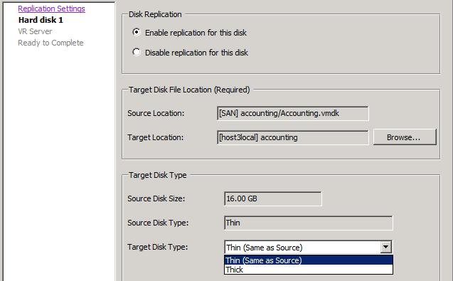 Protecting a VM with vsphere Replication