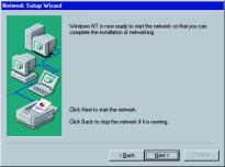 After setting the Properties fields, Windows NT will begin installing the network components you previously selected.