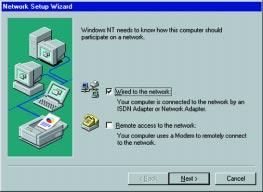 3. Installation will begin and you will reach the screen shown below. You will want to select the box that reads Wired to the network since you are adding network hardware.