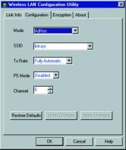 Configuring the Network PC Card with the Configuration Utility After you start up the utility from the Program Folder as specified in the previous section, you will see the Wireless LAN Configuration