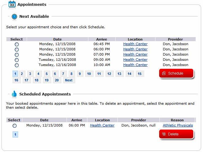 Advanced Search Click the Advanced Search On radio button to filter your appointment search by specific dates, times and days of the week.