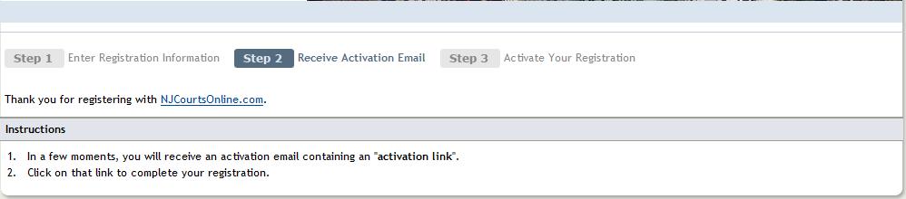 Receive Activation Email Confirmation Screen Whether you are registering for JACS access using your Bar ID,
