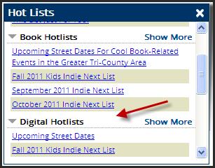 Home Page Hot Lists Widget For the July 2012 release, Digital