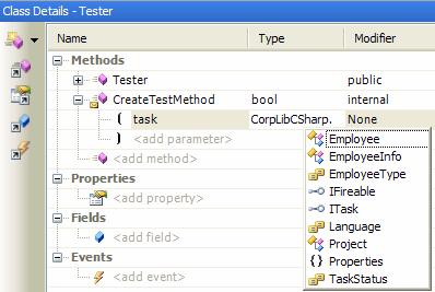 Click the button at the beginning of this method. Once clicked, the parameter section is expanded underneath the method. Click <add parameter> text once to start typing task as the parameter name.