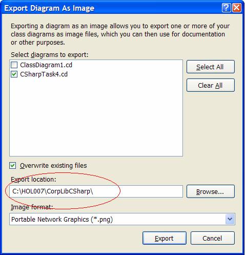 Right-clicking the diagram and selecting menu Export Diagram as Image. This will bring up the Export Diagram As Image dialog box. Figure 1.