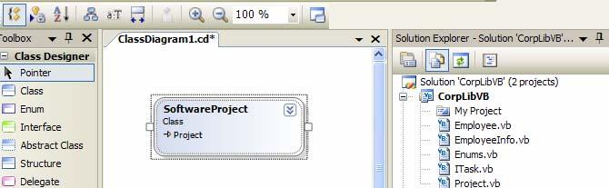 vb file under project SoftwareProject and select menu View Class Diagram.