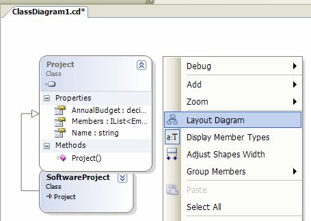 Click the diagram, choose Layout Diagram menu and the diagram will be re-arrange properly. Figure 2.12 Choose automatic diagram layout option to rearrange the diagram Find the Employee.