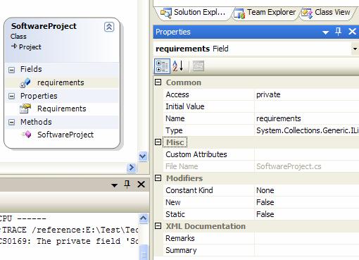 Tip: You can also right click the project node in the Solution Explorer to quickly create a new diagram. For example, right-click project node SoftwareProject and select menu View Class Diagram.