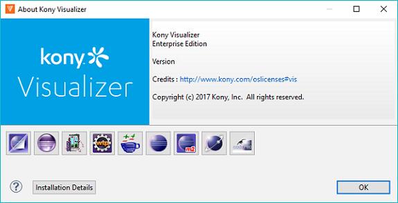 The Kony Visualizer Installation Details window appears.