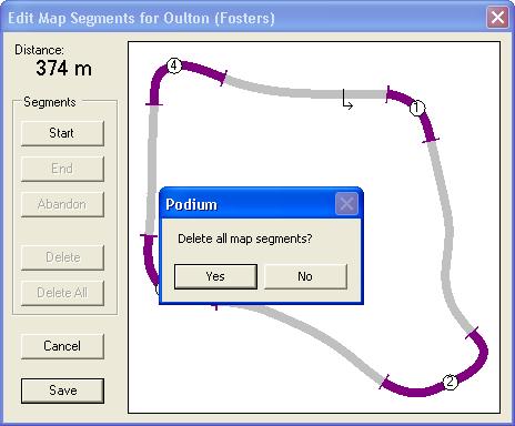 A message box is displayed which requests confirmation of the delete operation (see Figure 25). Figure 25 - Edit Map Segments Dialog (Delete All Segments) 4.
