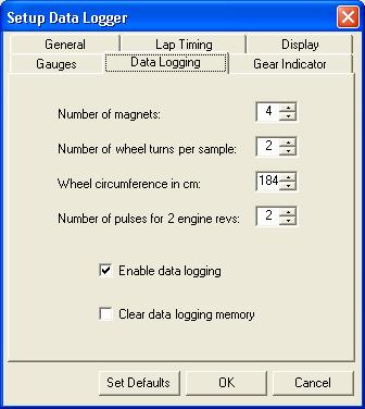 8.1.6 Data Logging Click the Data Logging tab to display the Data Logging page ( Figure 31) of the Setup Data Logger Dialog.