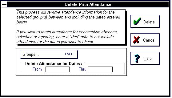 7. Click: Process (ALT + D) to move the attendance records for the persons selected. Cancel (ALT + C) to return to the main menu without moving attendance records.