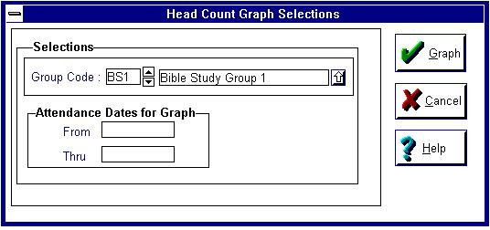 Viewing the Head Count Summary Graph 1. Select Head Count Summary from the cascading menu. The Head Count Graph Selections dialog will display 2.