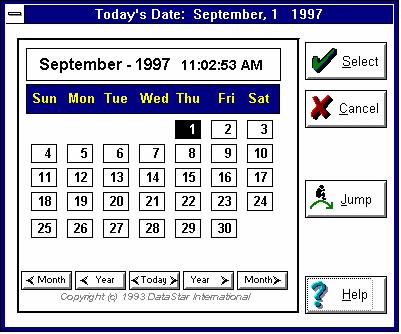 Click the previous month or next month button to change the displayed month. Click the previous year or next year button to change the displayed year. Click the today button to highlight today's date.