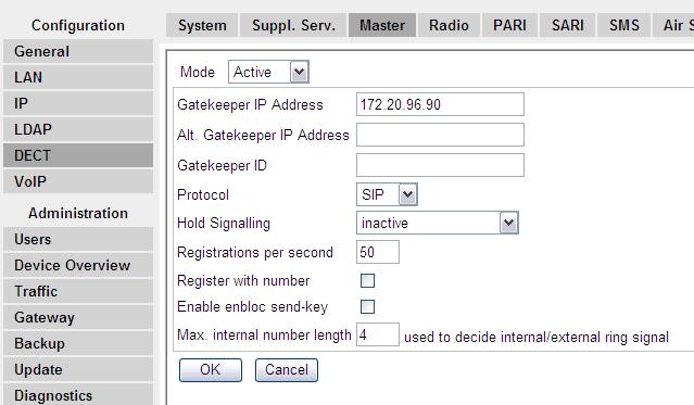4. Navigate to Users tab and build the needed users. They shall map to the defined users in the Analog VoIP Gateway (AA50) main unit.