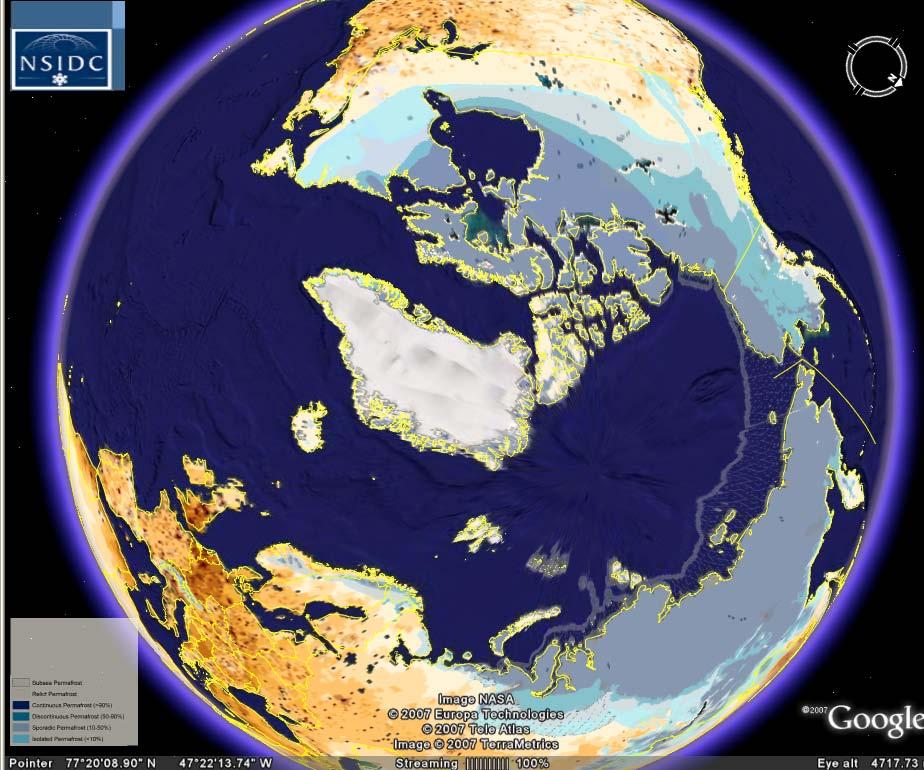 Permafrost and Population Data via Google Earth SEDAC and