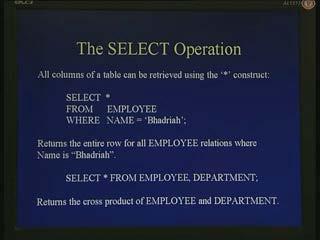 It says select employee dot name, department dot name from employee, department that s it.