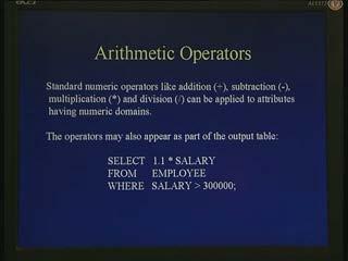 (Refer Slide Time: 00:47:22) That is I am multiplying existing values of salary by 1.1 and showing that as the result.