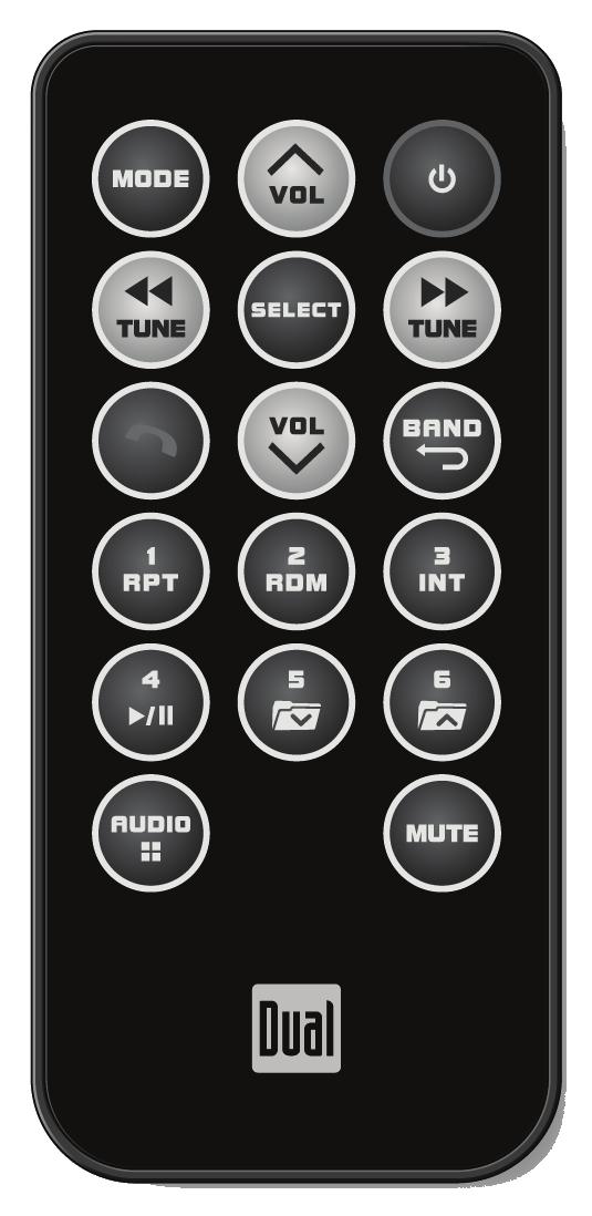 Remote Control DC207BT OPERATION 1 2 3 17 16 15 14 13 12 4 5 6 7 8 9 10 11 1 2 3 4 5 6 7 8 9 Mode Volume Up Power Select Tune / Track Up Volume Down Band / Go Back Preset 3 / Intro