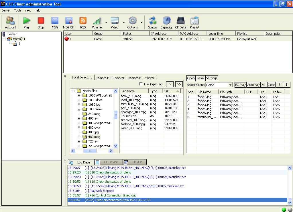 VI. Client Administration Tool 1. CAT.exe CAT is a program that allows administrators to update media content through the internet.