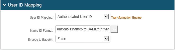 Scroll down to the User ID Mapping section and from the User ID Mapping pick list field, select the SecureAuth IdP property that corresponds to the directory