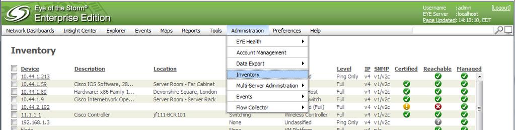 One or more Aruba Mobility Controllers can be added to the EYE inventory using the