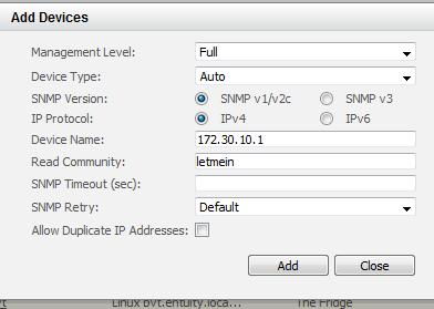 enter either its IP address or resolvable hostname into the Device Name field.