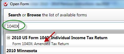 double click on Form 1040X:Amended Tax Return