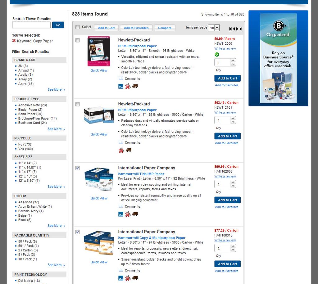 Product Comparison After a keyword search has been initiated for a product, a comparison of multiple products from the search results can be done.