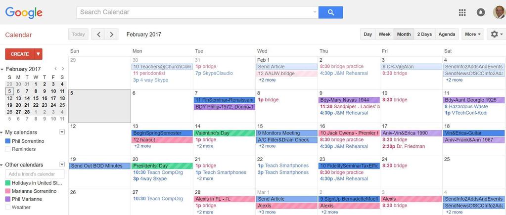 Calendar (Desktop) Month Selected Multiple Calendars Features