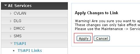 Another screen appears for confirmation of the changes made. Choose Apply.