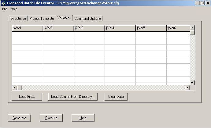 The variables may be recorded in a spreadsheet, exported into a simple CSV file, and then loaded through use of the Load File control in the user interface pictured above.