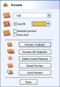 4. Preview the finished job After calculating a toolpath the Preview form is automatically opened.