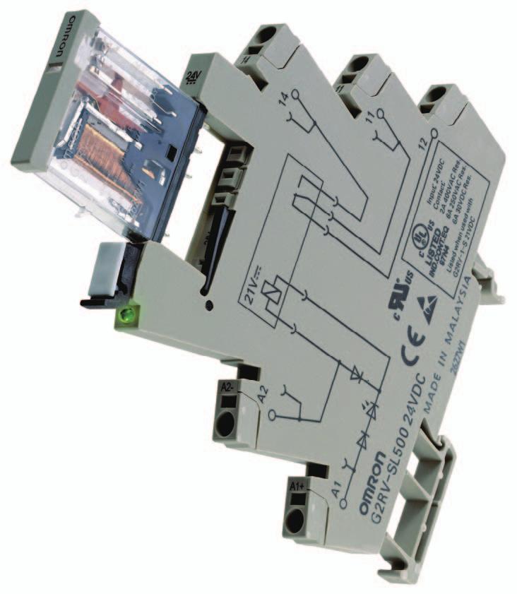 Slim Relay G2RV The World's First Industrial Slim Relay Large plug-in terminals for reliable connection. LED indicator and mechanical flag to check operation.