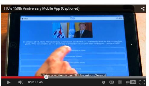 ITU 150th Anniversary smartphone Application ITU150 Campaign and its deliverables The ITU 150th Anniversary smartphone App includes an interactive quiz on the history, development and structure of