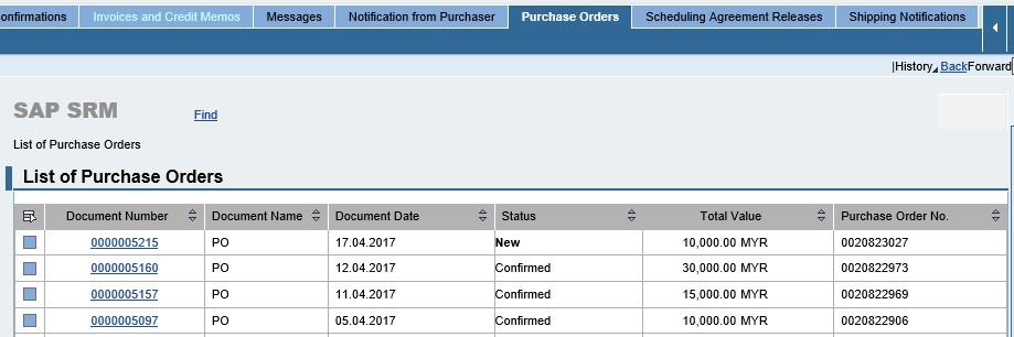 4.2 Click on tab - Purchase Orders.