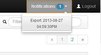 When the export job has been completed, a notification will appear in the upper right hand corner of the results screen (Figure 1.