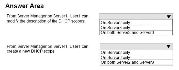 The IPAM server retrieves data from Server2 and Server3. A domain user named User1 is a member of the groups shown in the following table On Server1, you create a security policy for User1.