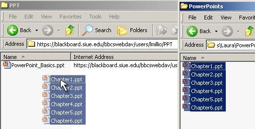 1. Open the WebDAV folder you created, and navigate to the folder for the new files (e.g. PPT).